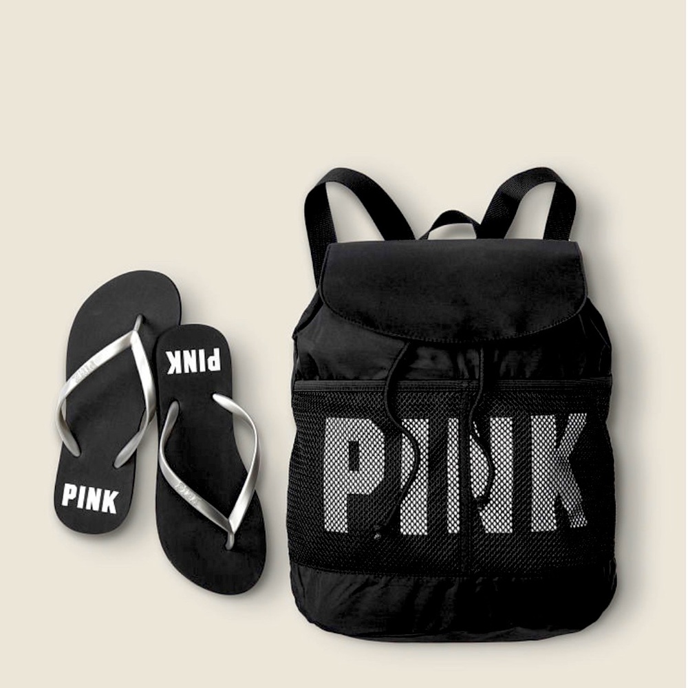 Pink 🖤 backpack 🎒 & Sandals 🩴